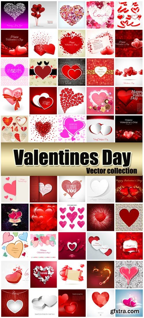 Valentine\'s Day Romantic Backgrounds, Hearts #34, 63xEPS