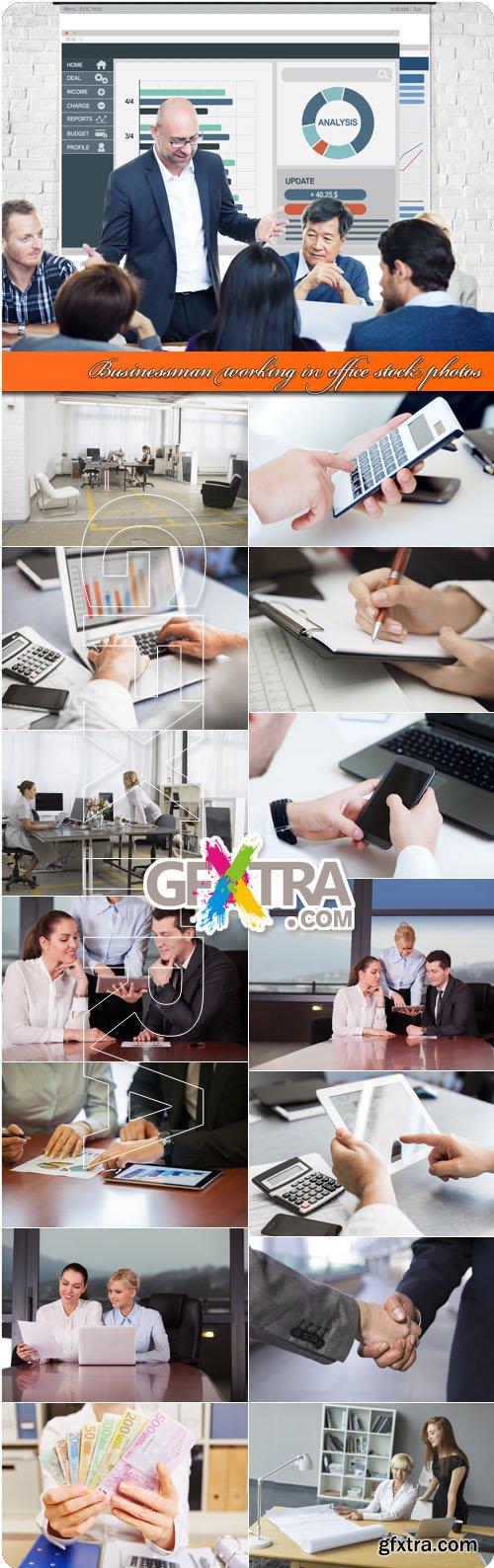 Businessman working in office stock photo