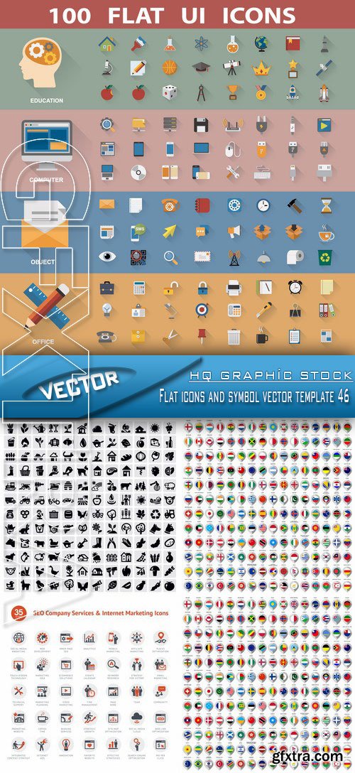 Stock Vector - Flat icons and symbol vector template 46