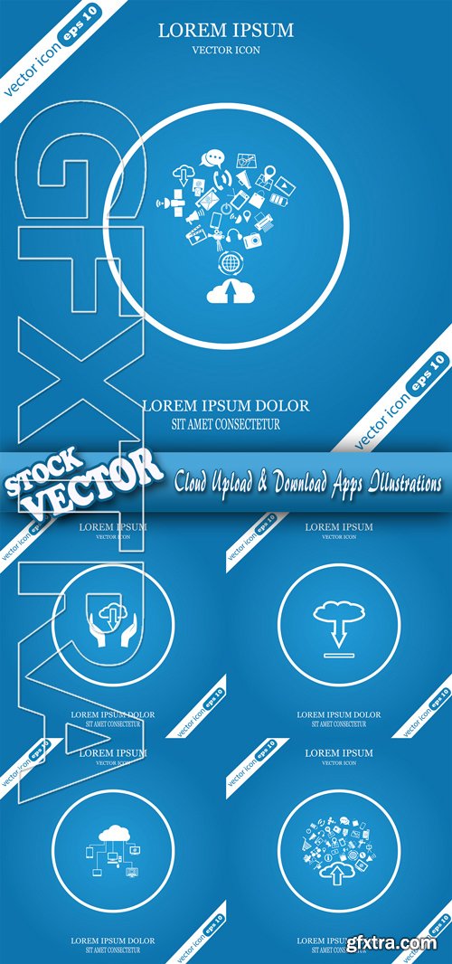 Stock Vector - Cloud Upload & Download Apps Illustrations