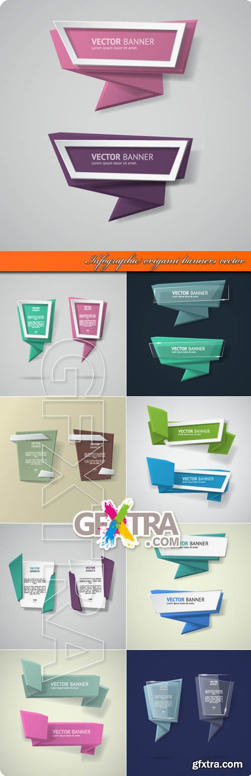 Infographic origami banners vector