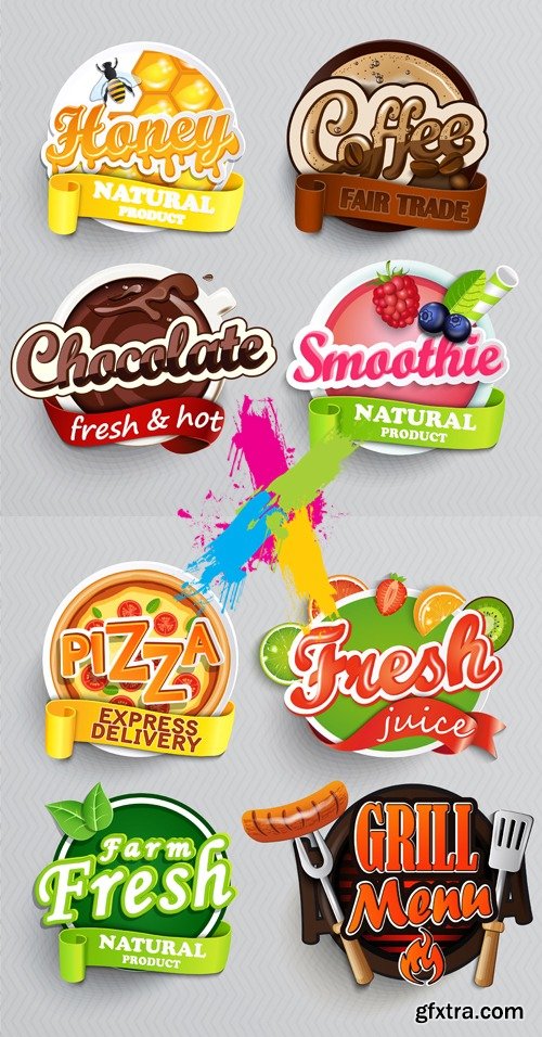 Round Food Labels Vector