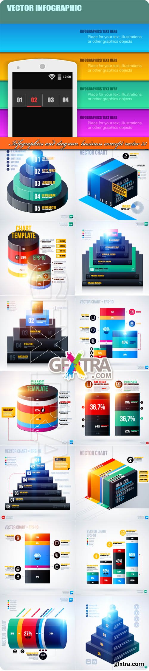 Infographics and diagram business concept vector 33