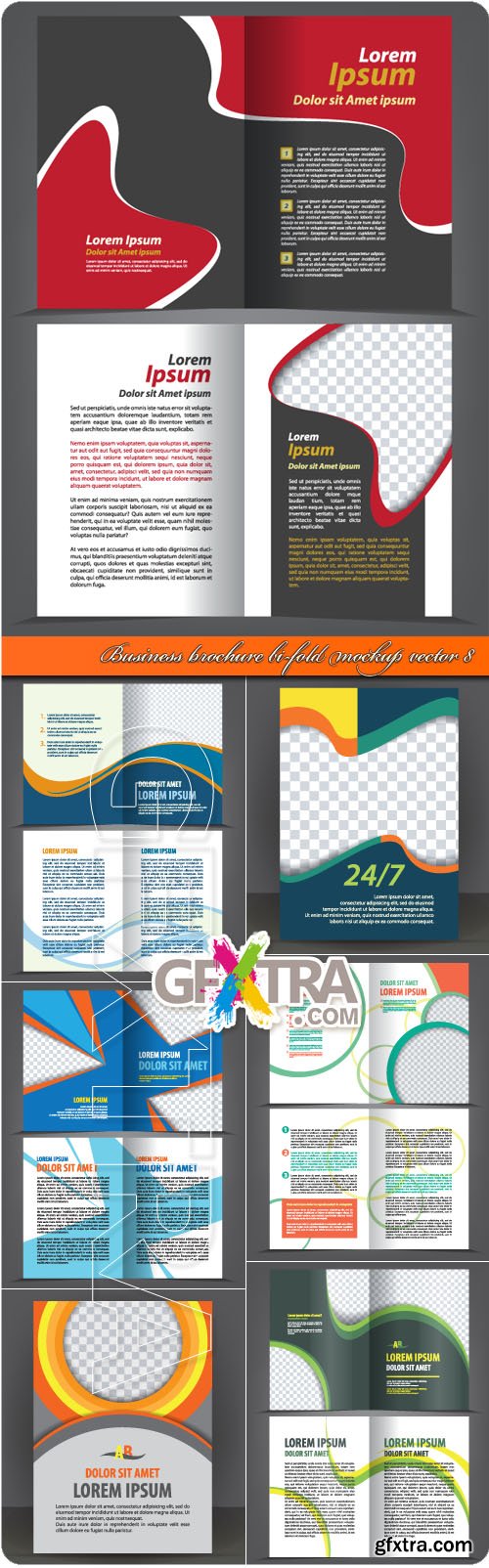 Business brochure bi-fold mockup vector 8