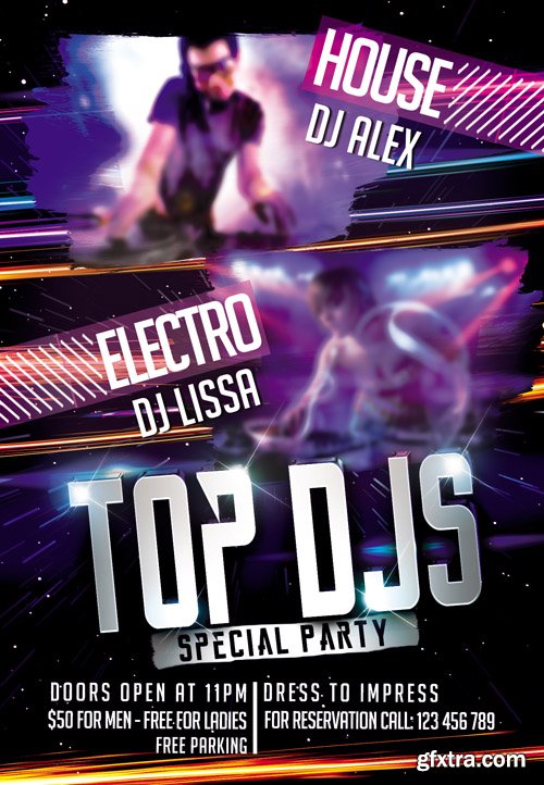 Top DJS Special Party Flyer PSD Template