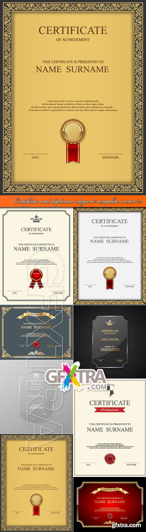 Certificate and diploma elegant template vector 22