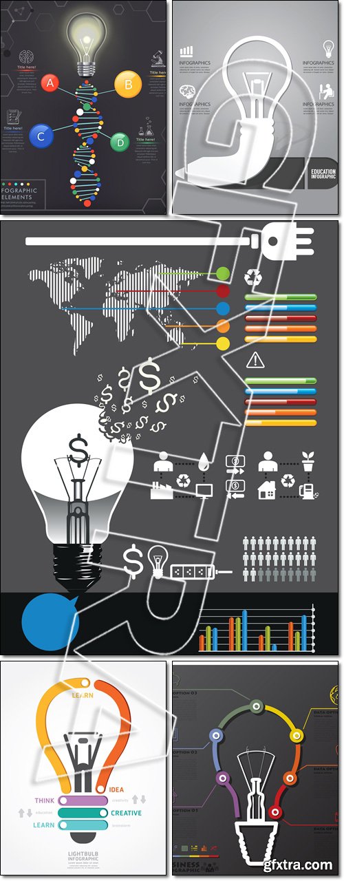 Energy infographic. Light Bulb Connection Timeline Business Infographic - Vector