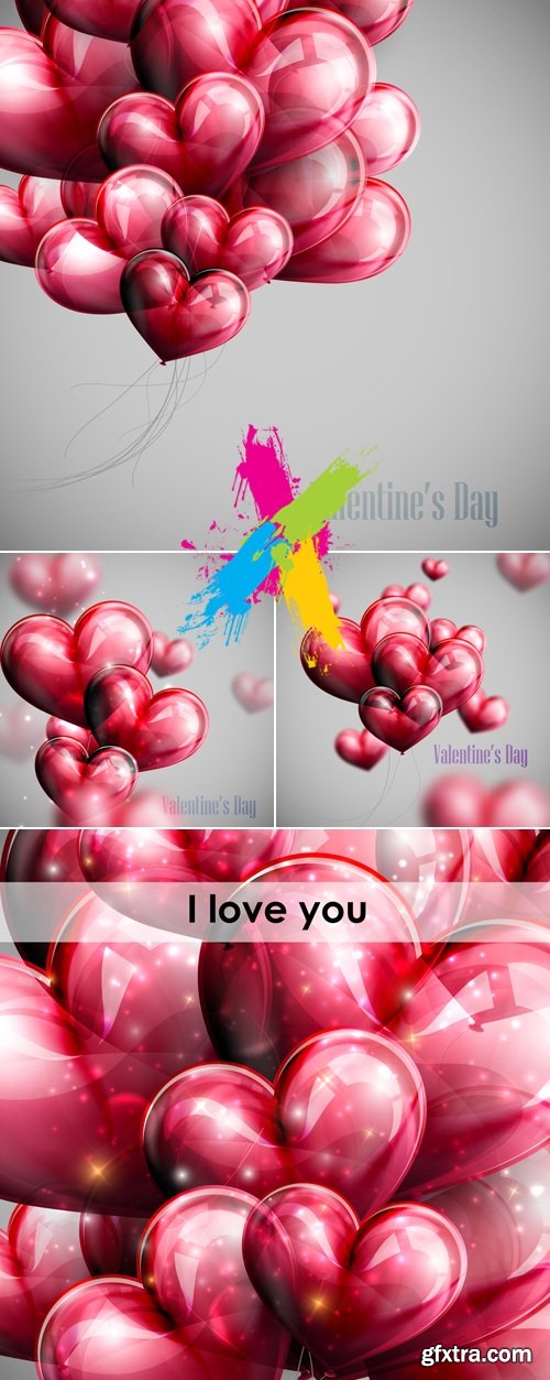 Pink Valentine\'s Day Balloons Backgrounds Vector