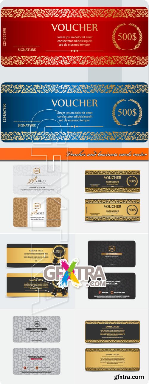 Voucher and business cards vector