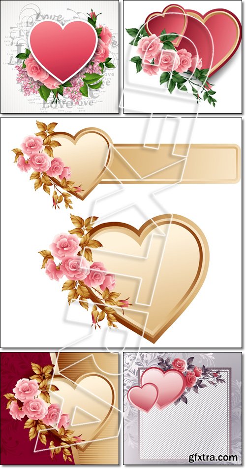 Valentines day vector illustration with a heart and roses - Vector