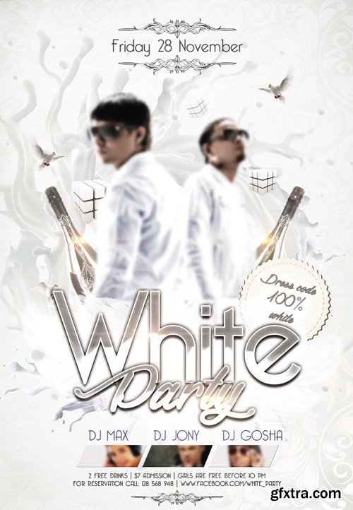 White Party 3 Flyer PSD Template
