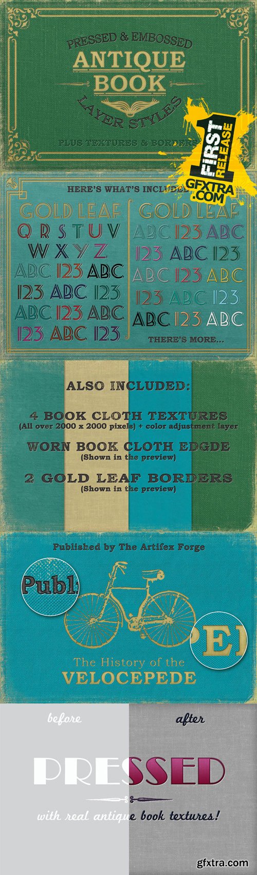 Graphicriver - Pressed Antique Book Styles+ Backgrounds & Borders