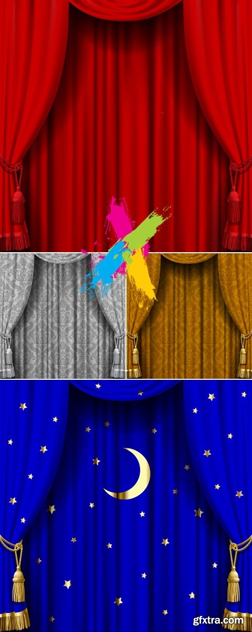 Color Curtains Backgrounds Vector