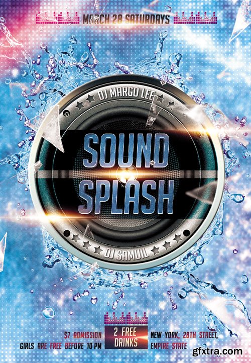 Sound Splash Party Flyer PSD Template