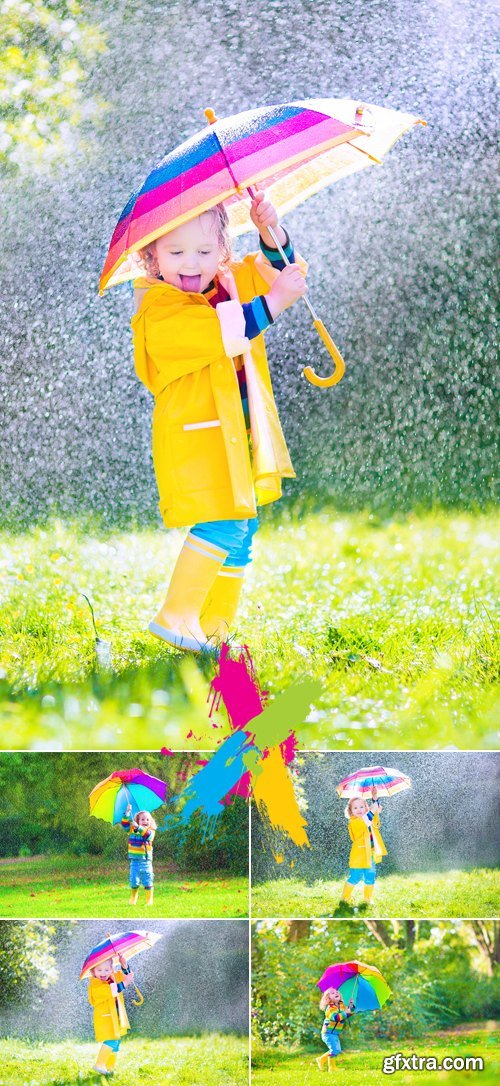 Stock Photo - Cute Little Girl with Umbrella