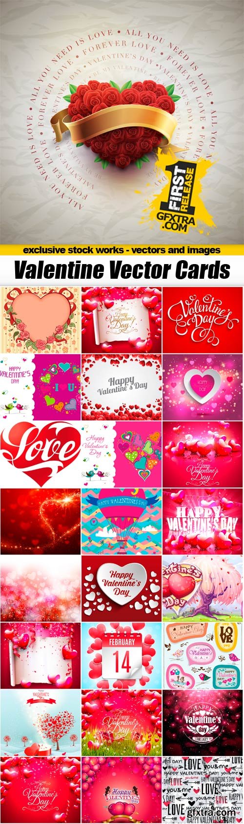 Valentine Vector Cards 25xEPS