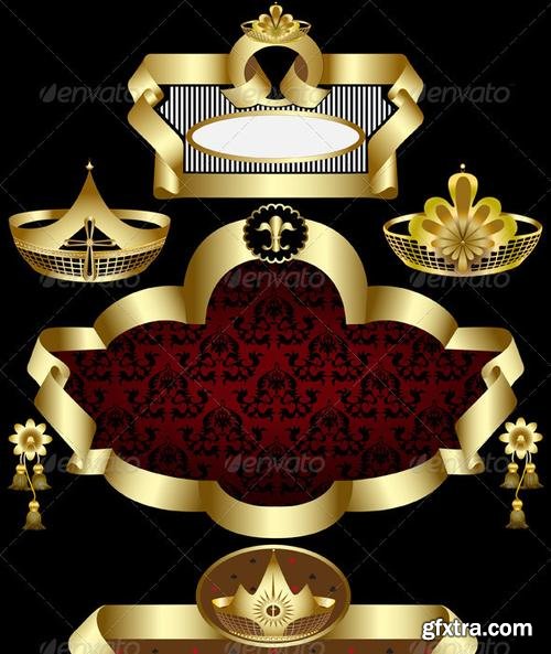 GraphicRiver - Elegant Golden Frame with Patterns of Crowns - 2711184