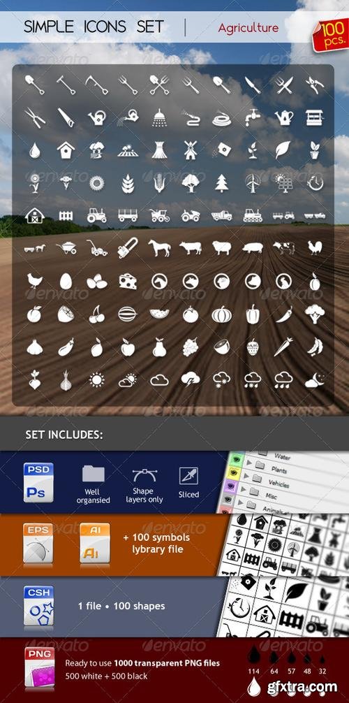 GraphicRiver - 100 Simple Icons - AGRICULTURE 2559982