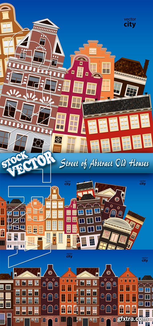 Stock Vector - Street of Abstract Old Houses