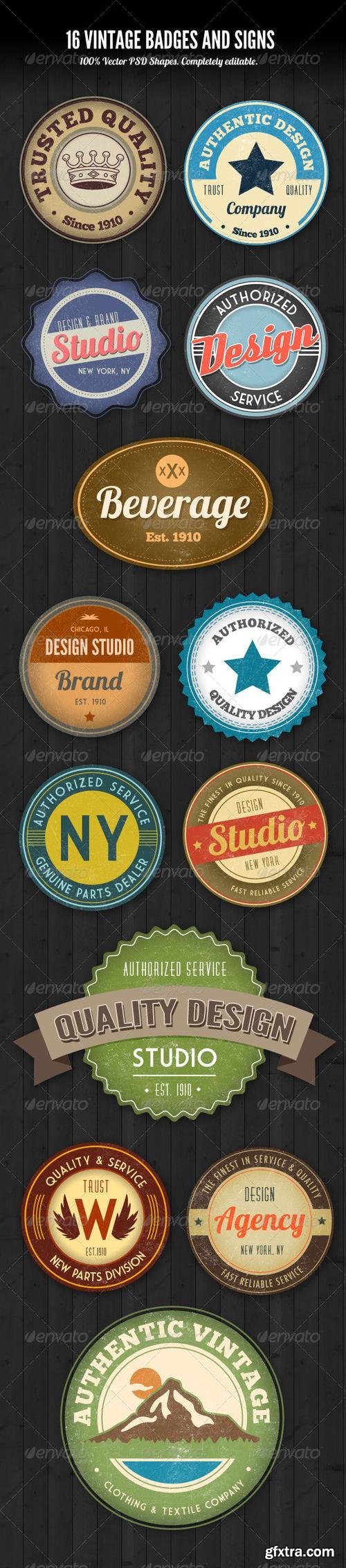 GraphicRiver - PSD Vintage Style Badges and Logos - 2409331