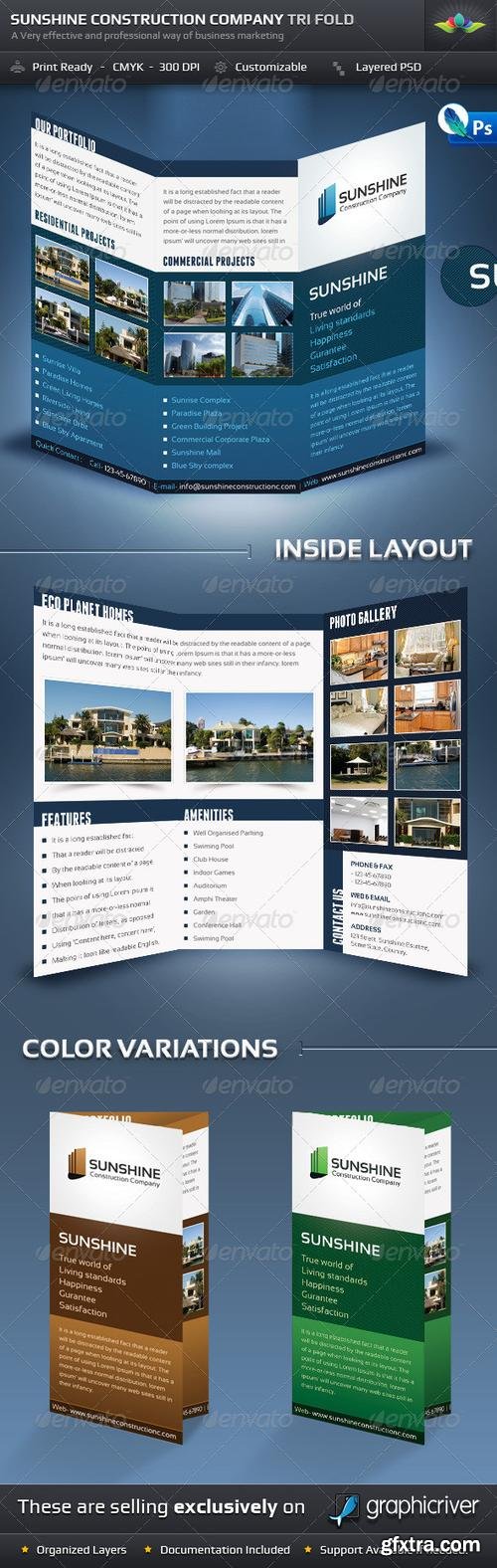 GraphicRiver - Sunshine Construction Company Tri Fold Brochure - 670157