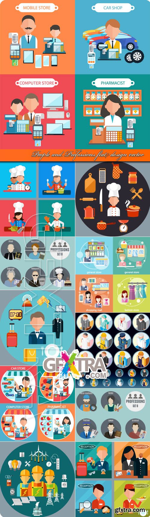 People and Professions flat design vector