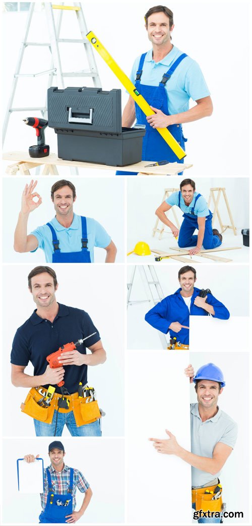 Man and reconstruction works - stock photos