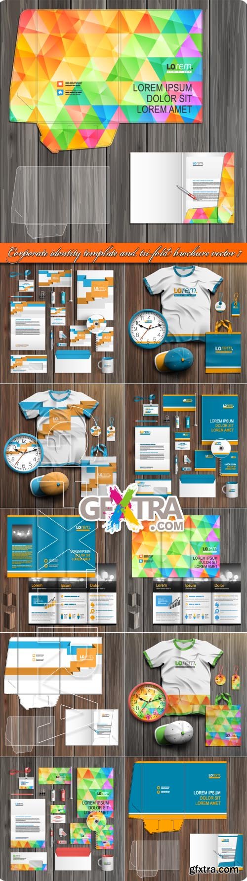 Corporate identity template and tri-fold brochure vector 7