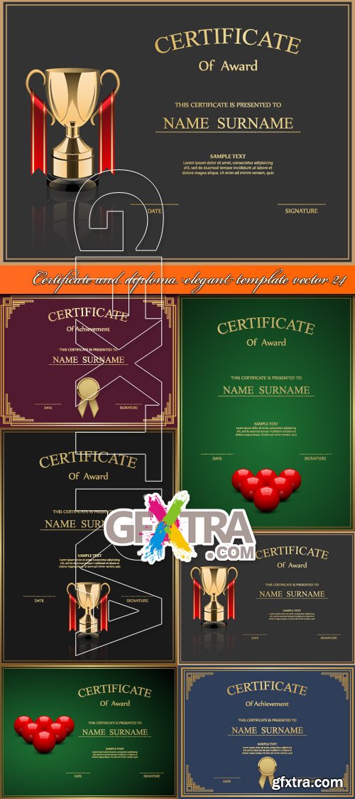Certificate and diploma elegant template vector 24