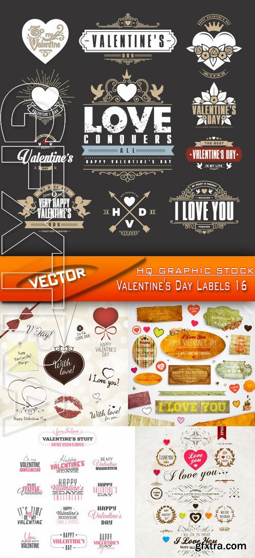 Stock Vector - Valentine\'s Day Labels 16