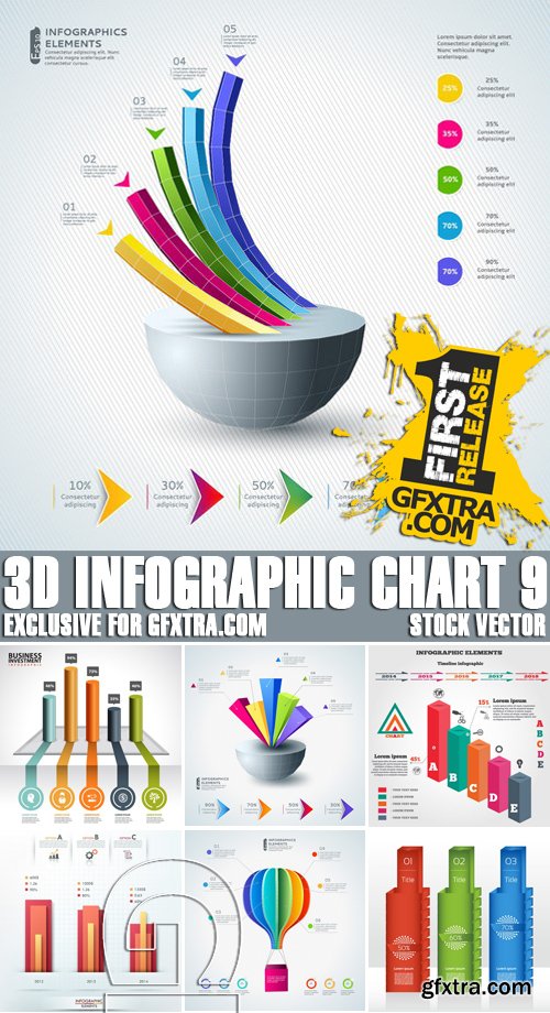 Stock Vectors - 3D Infographic Chart 9, 25xEPS
