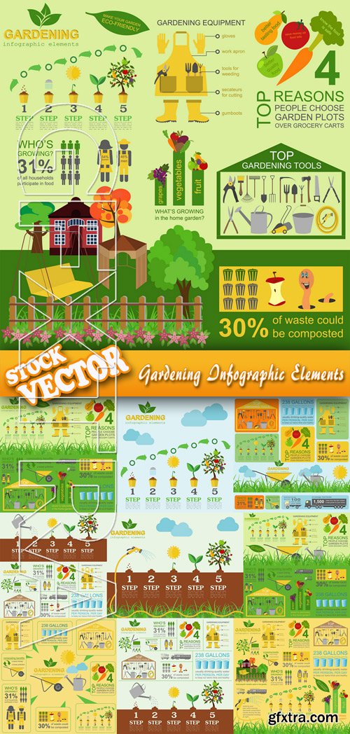 Stock Vector - Gardening Infographic Elements