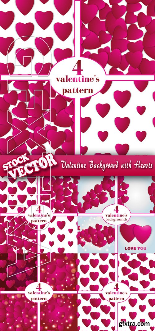 Stock Vector - Valentine Background with Hearts