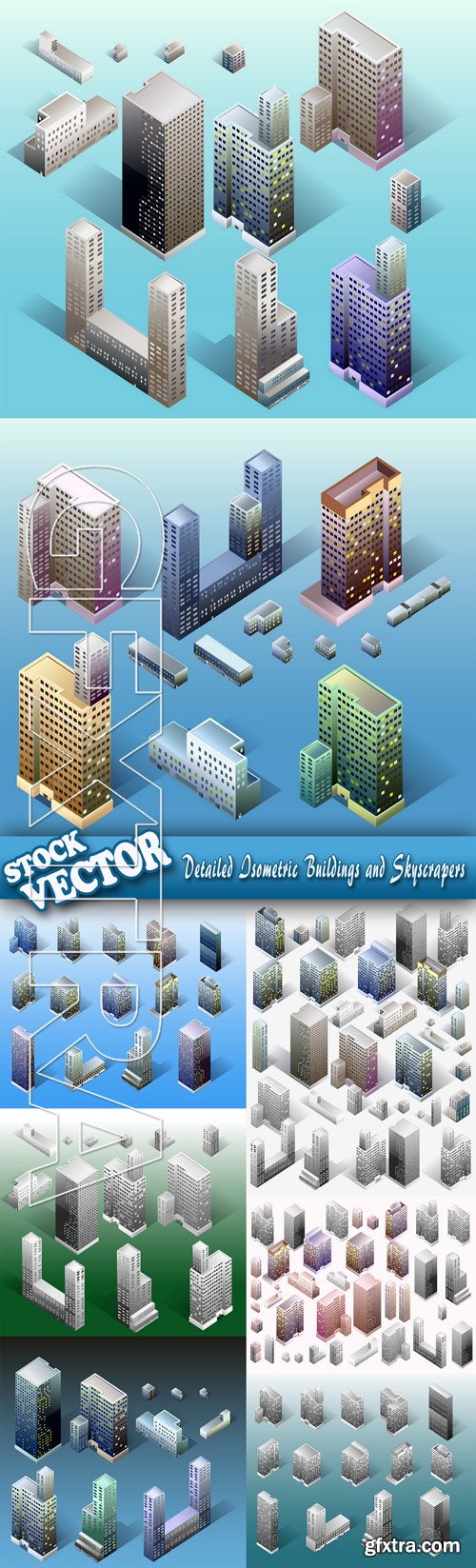 Stock Vector - Detailed Isometric Buildings and Skyscrapers
