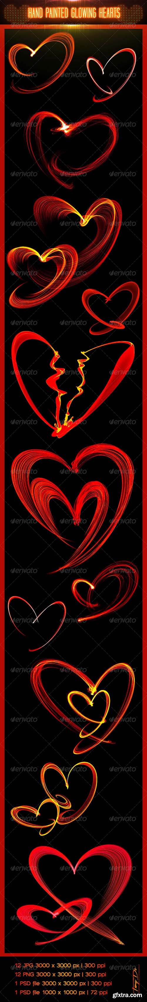 Graphicriver Hand Painted Glowing Hearts 6610541