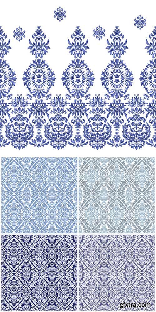 Vintage patterns, vector backgrounds with blue patterns