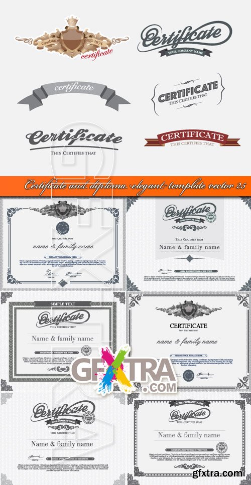 Certificate and diploma elegant template vector 25