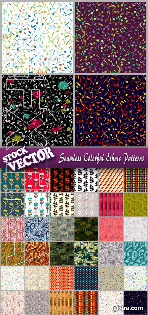Stock Vector - Seamless Colorful Ethnic Patterns