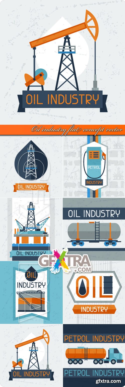 Oil industry flat concept vector