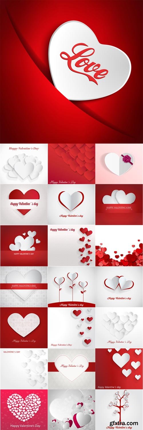 Valentine\'s day abstract backgrounds with cut paper heart