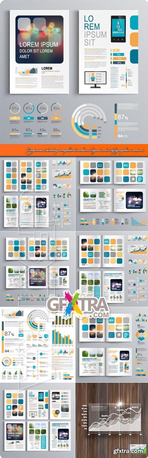 Corporate identity template brochure layout and infographics vector 2