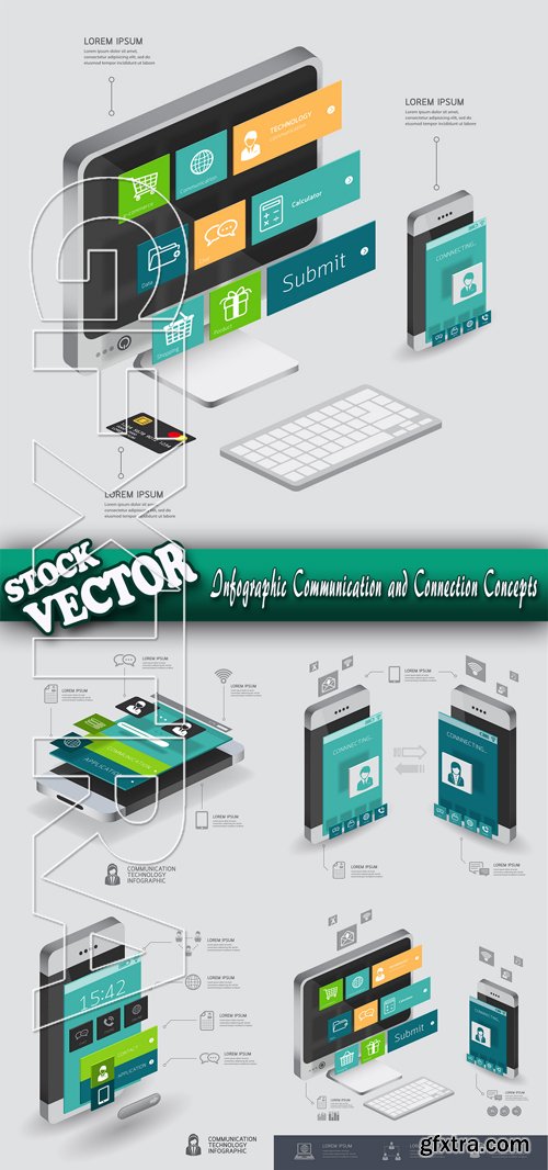 Stock Vector - Infographic Communication and Connection Concepts