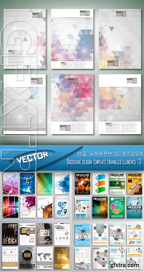 Stock Vector - Brochure design template triangles elements 13
