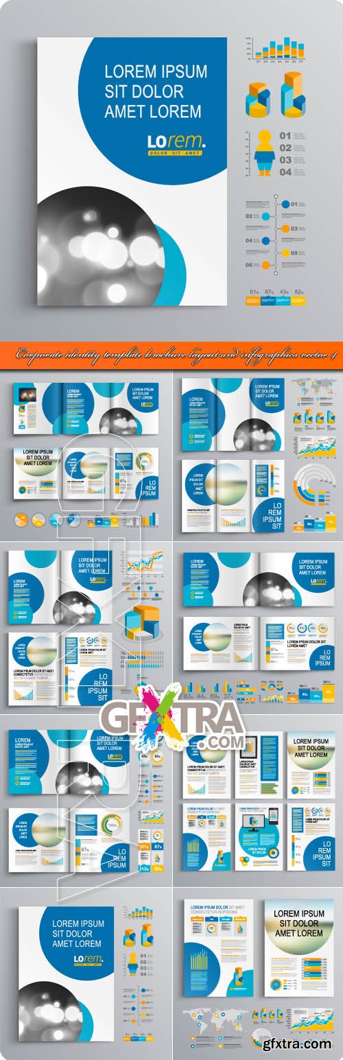 Corporate identity template brochure layout and infographics vector 4