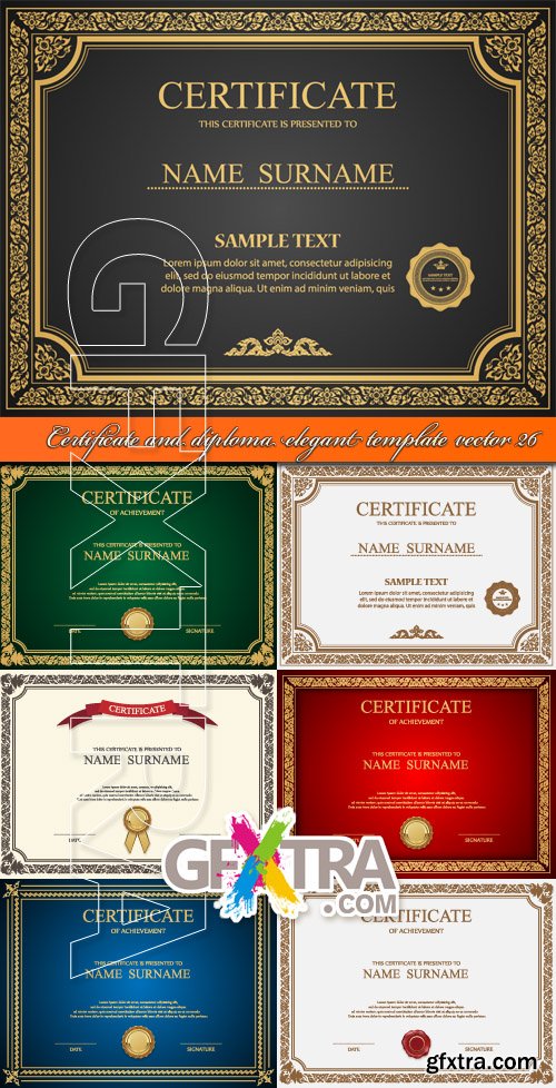 Certificate and diploma elegant template vector 26