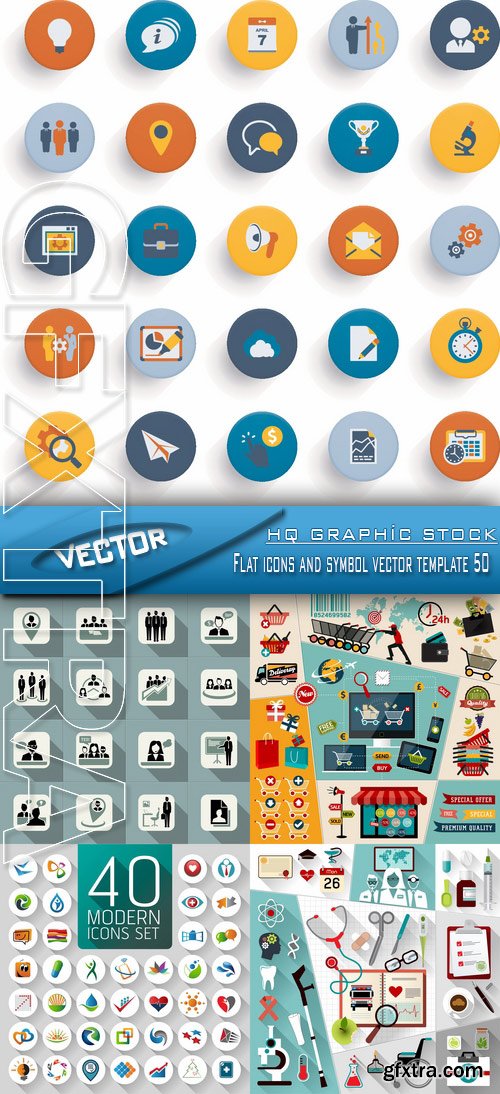 Stock Vector - Flat icons and symbol vector template 50