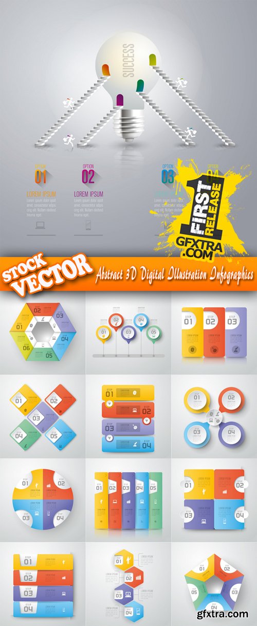 Stock Vector - Abstract 3D Digital Illustration Infographics, 25EPS