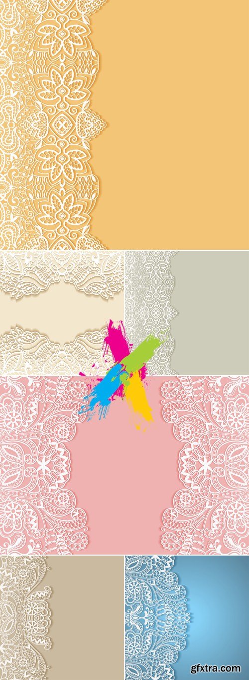 Color Backgrounds with Lace Vector