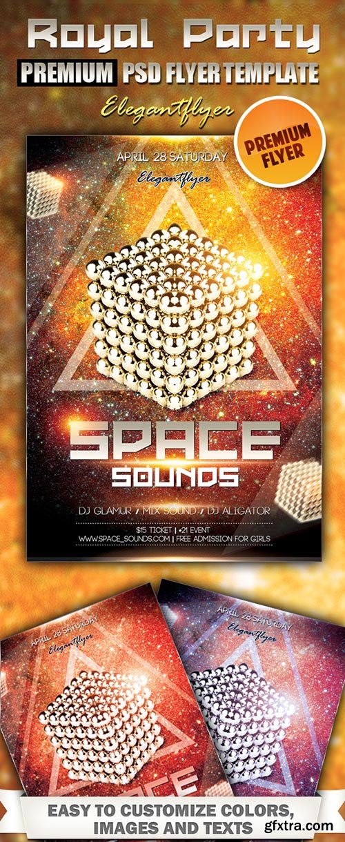 Space Sounds Premium Club flyer PSD Template