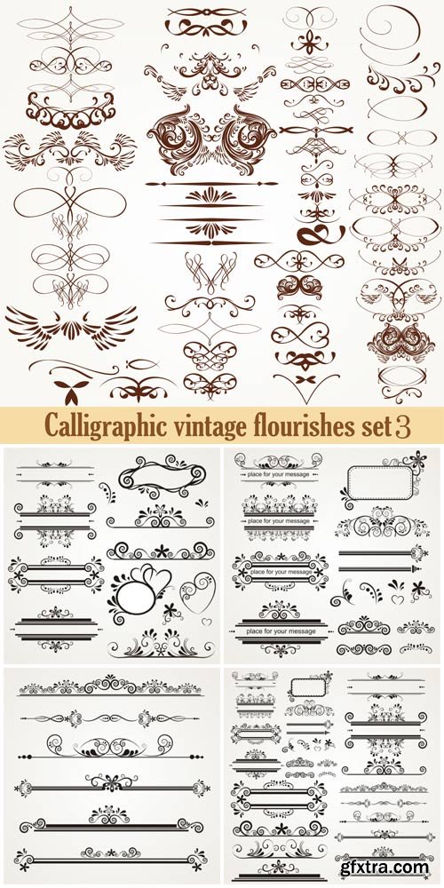 Calligraphic vintage elements, vector ornaments